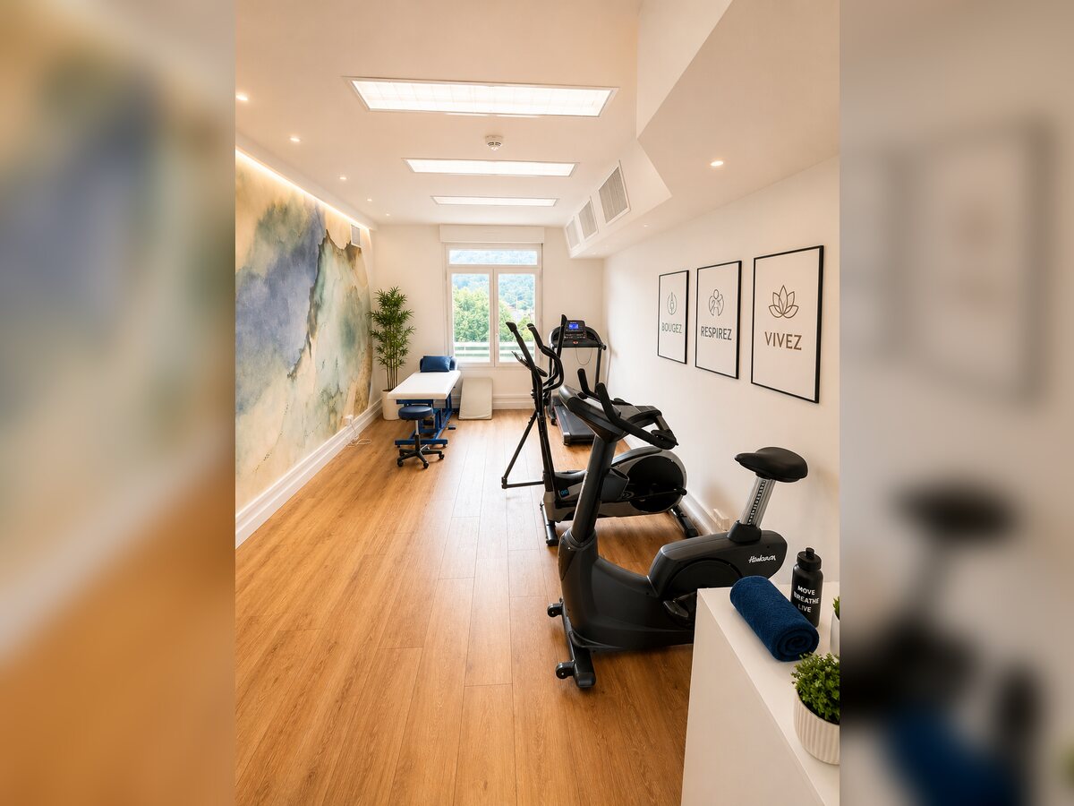 Espace cardio du plateau technique : tapis de course, vélo et vélo elliptique